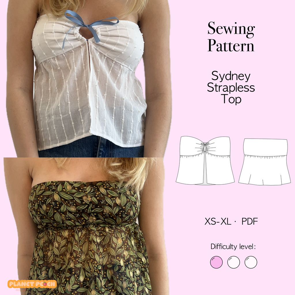 Strapless Tie Front Cami Top Sewing Pattern | Sydney Top
