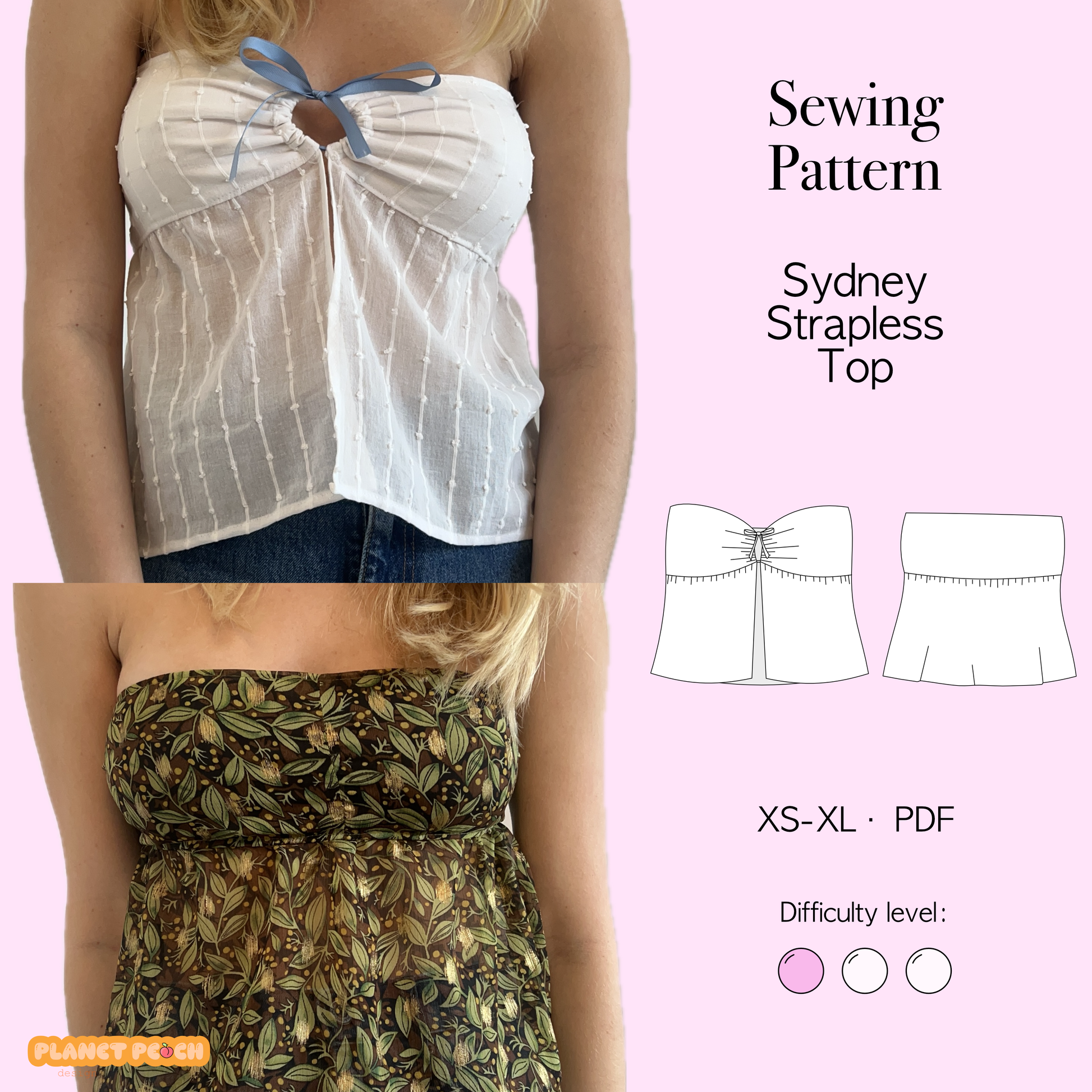 Strapless Tie Front Cami Top Sewing Pattern | Sydney Top