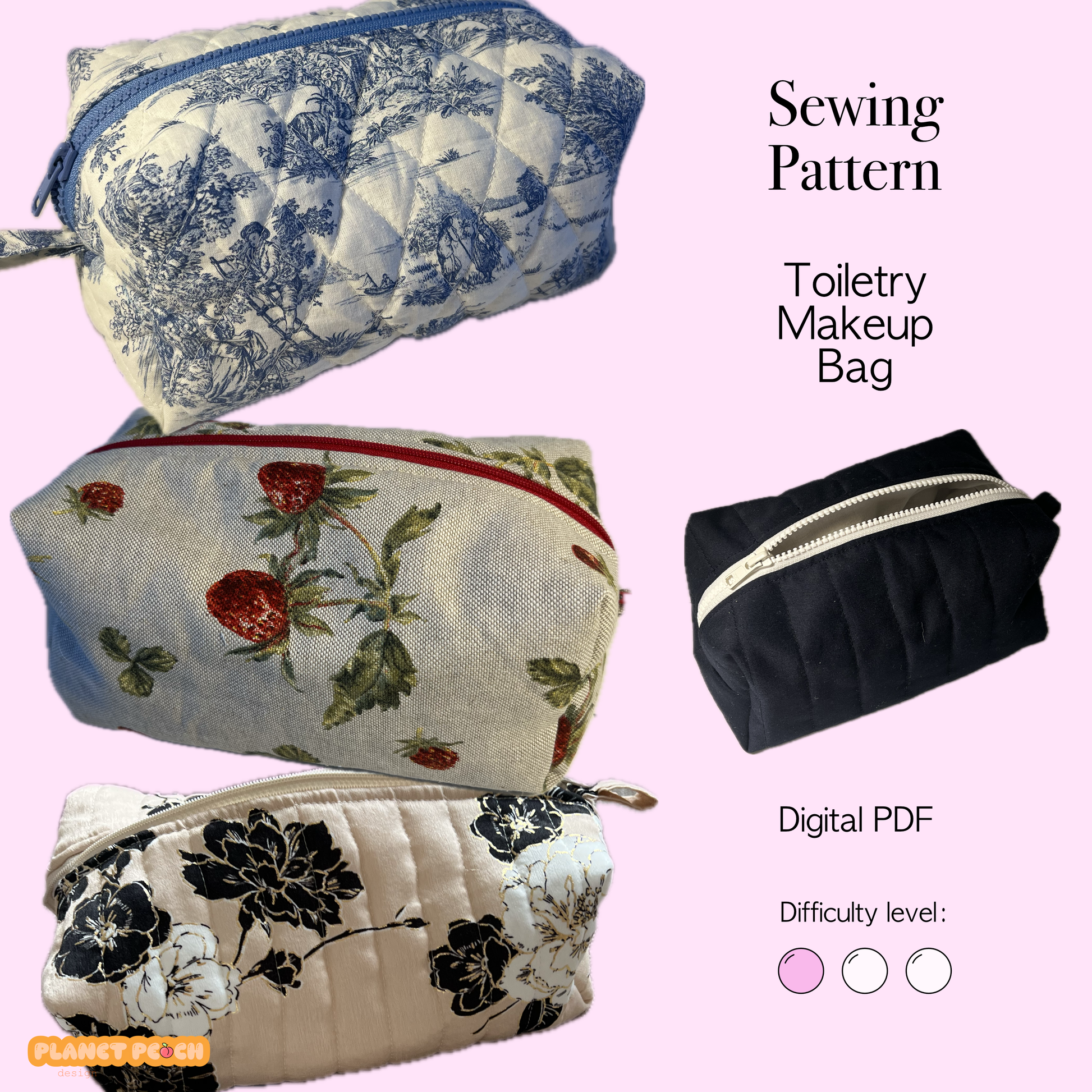 Toiletry Makeup Bag Sewing Pattern