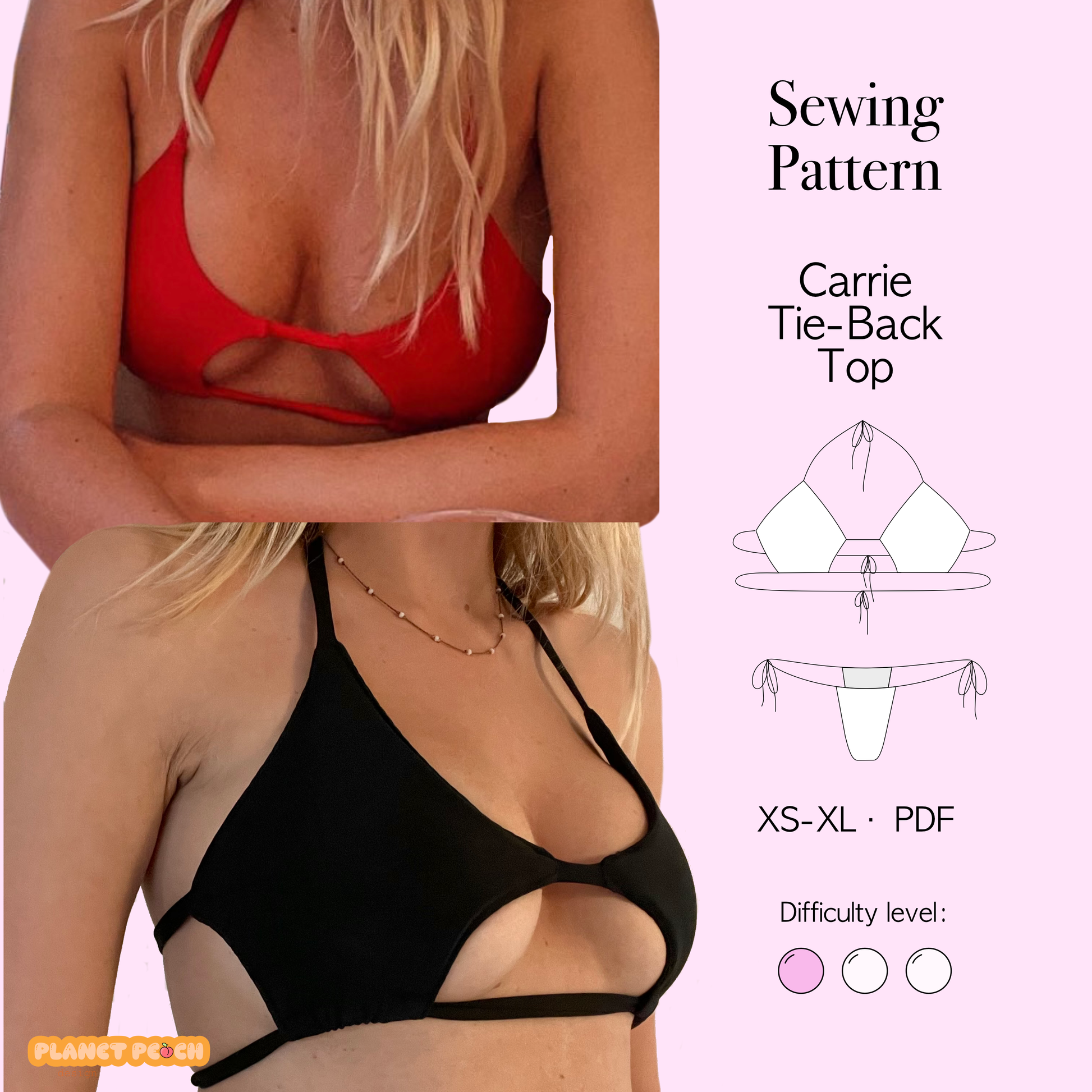 Bikini Sewing Pattern PDF | Michelle Cut-out Bikini