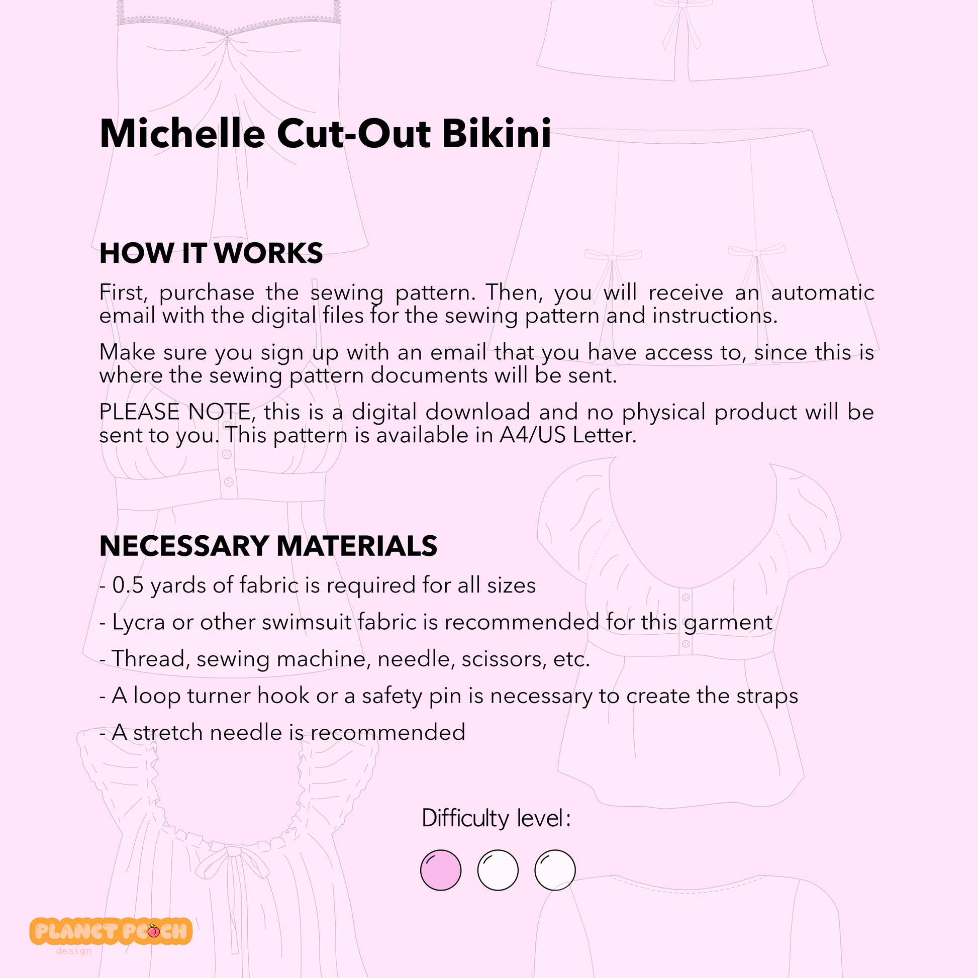 Bikini Sewing Pattern PDF | Michelle Cut-out Bikini